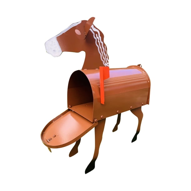 Buzón de animales Slhenay, buzón con forma de caballo y perro, buzón con forma de pollo, creativo, lindo, ligero, único, esculturas de buzón, buzón de metal de granja y rancho para decoración de