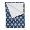 thumbnail image 2 of Indigo Soft Flannel Fleece Throw Blanket, Greek House Tile Inspired Design with Floral Flower Leaf Details, Cozy Plush for Indoor and Outdoor Use, 60" x 80", Navy Blue and White, by Ambesonne, 2 of 5