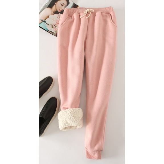 Women's Winter Warm Sherpa Lined Cotton Harem Pants Cozy Casual Commute Sweatpants