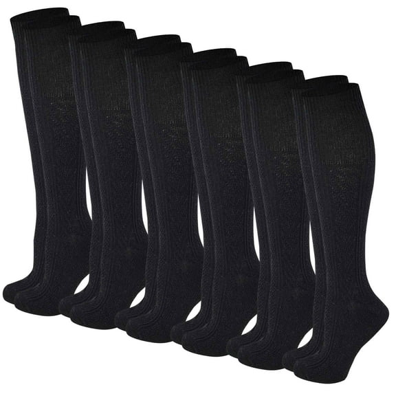 Sumona 6 pairs Women Black Cable Knit Knee High Winter Boot Socks