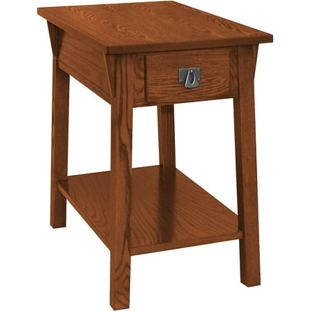 Leick Home Mission End Table, Solid Wood, 1 Storage Drawer, Bottom Display Shelf, Narrow, Easy-Assembly, For Living Room/Bedroom, Russet, 24.0 in. L x 15.0 in. W x 24.0 in. H, 9059-RS