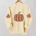 thumbnail image 6 of Womens Thanksgiving Sweatshirts Pumpkin Crew Neck Oversized Maple Leaf Pullover Casual Fall Winter Long Sleeve Top, 6 of 6