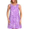 thumbnail image 1 of Balery Lilac Glittering Vestidos de verano para mujer con estampado: vestido holgado sin mangas, vestido playero informal y cómodo para días calurosos., 1 of 7
