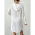 thumbnail image 5 of Bsubseach Fashion Womens Hooded Button Down Swimsuit Cover Up Roll Sleeve Beach Shirt Dress Cover-ups S-XXL, 5 of 6