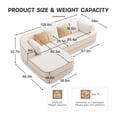 thumbnail image 5 of AOOWOW 106" Cloud Sectional Couch with L-Shape Chaise, Fluffy Comfy Couch 32D Boneless Sofa, Deep Seat Sofas & Couches for Living Room, No Assembly Required (White, Left Facing Chaise), 5 of 12