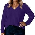thumbnail image 2 of Women's Casual Long Sleeve V Neck Lightweight Knitted Sweaters Loose Fit Plus Size Tunic Tops, 2 of 4