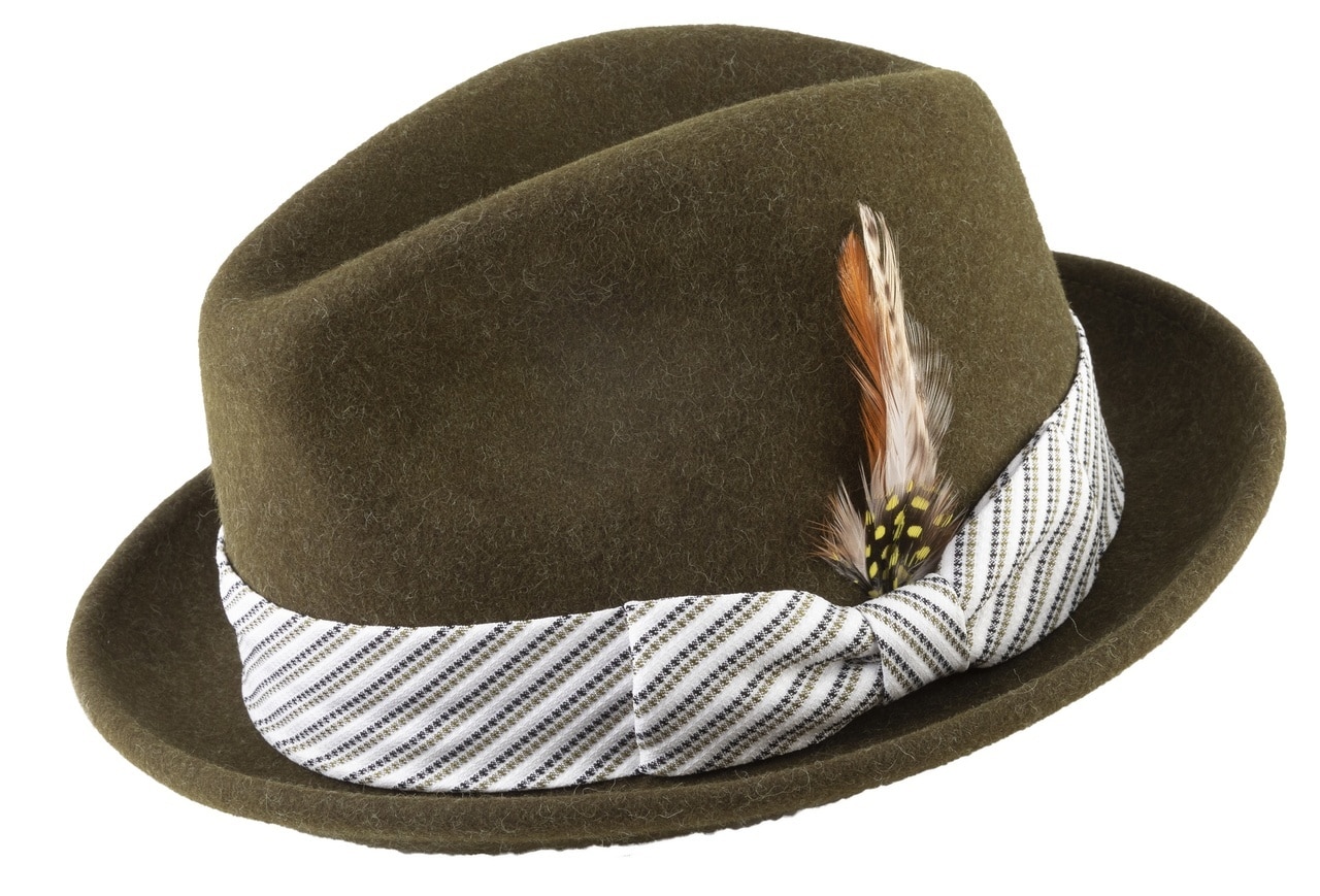 Montique Men's Olive Fedora Snap Brim 