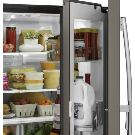 GE - 27.7 Cu. Ft. French Door-in-Door Refrigerator with External Water & Ice Dispenser - Fingerprint resistant slate