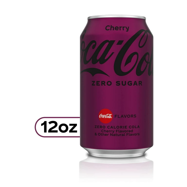 Coca-Cola Cherry Zero Sugar Soda, 12oz Cans, Pack of 12, 144 fl oz