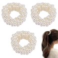 thumbnail image 1 of 3 Piezas Diademas de Perlas Blancas para Mujeres Niñas Banda Elástica de Cuentas de Perlas Diademas Elásticas para el Cabello de Perlas Corbatas para Mujeres Titular de Cola de Caballo y Belleza y Cui, 1 of 5