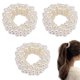 thumbnail image 1 of 3 Piezas Diademas de Perlas Blancas para Mujeres Niñas Banda Elástica de Cuentas de Perlas Diademas Elásticas para el Cabello de Perlas Corbatas para Mujeres Titular de Cola de Caballo y Belleza y Cui, 1 of 5