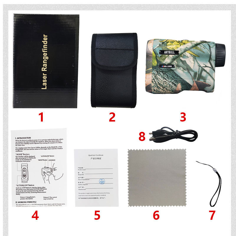 Camouflage Golf Range Finder - 1000m Hunting Laser Distance Meter with Slope Calculation, Rechargeable Telescope for Golfing & Archery, Waterproof & Portable