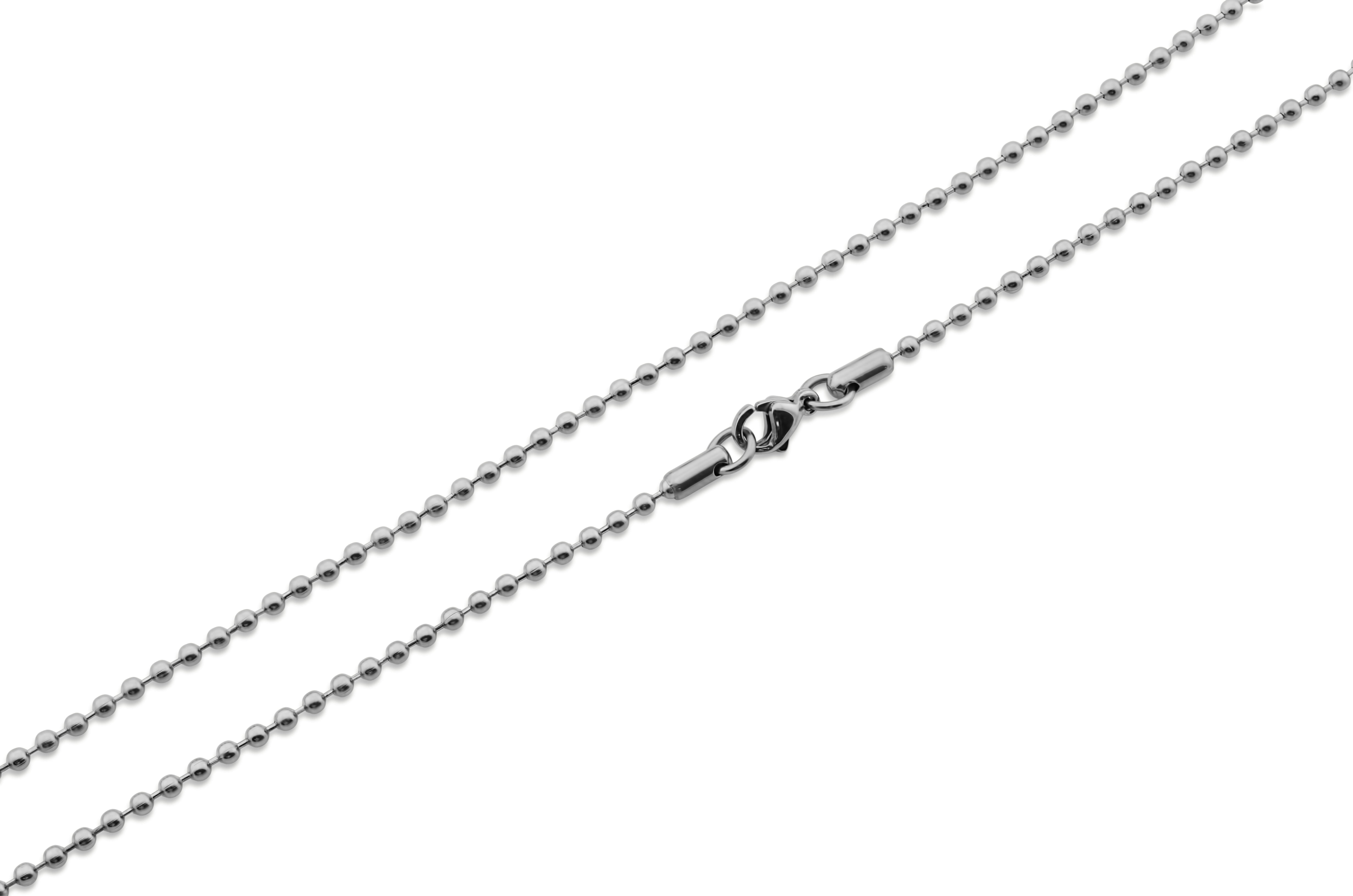 Stainless Steel Beaded Dog Tag Chain Unisex Adult Teen Children 2.5MM