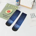 thumbnail image 7 of Pofeuu Retro Blue Glitter Print 30cm Socks, Adult Running Hiking Socks for Youth and Adult, 7 of 7