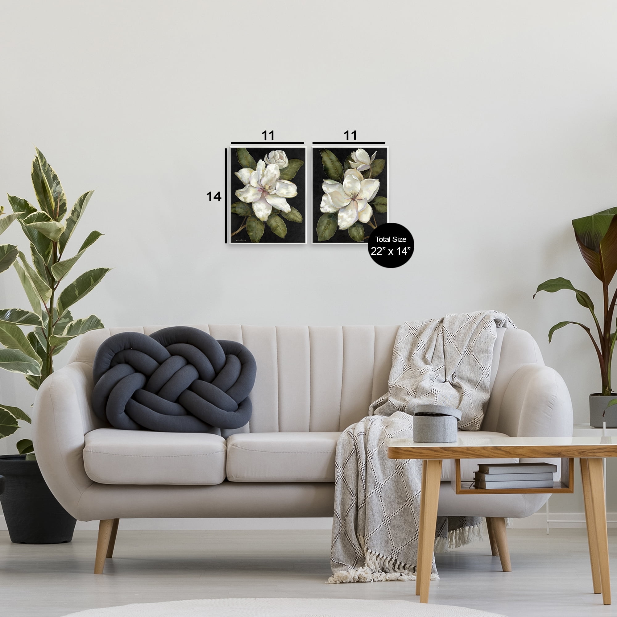 Stupell Industries Magnolia Buds & Blooms 2 Piece Wall Plaque Art Set, design by Nan