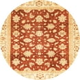 thumbnail image 1 of Ahgly Company Machine Washable Indoor Round Abstract Orange Red Area Rugs, 6' Round, 1 of 1