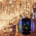 thumbnail image 4 of Guirnalda de luces LED para cortina de 138 luces, decoración de estrellas para Ramadán, bodas, fiestas, decoración navideña con luna y estrellas (blanco cálido), 4 of 8