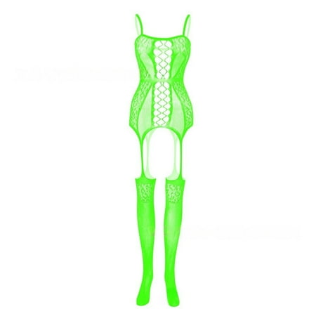Chuancc Womens Underwear Women S Fashion 1 Piece Set Of Erotic Lingerie Sexy Garter Net Stockings Open Bottom Non Slip Transparent Stockings Sexy Underwear for Women Sex Bra Clearance Green One Size