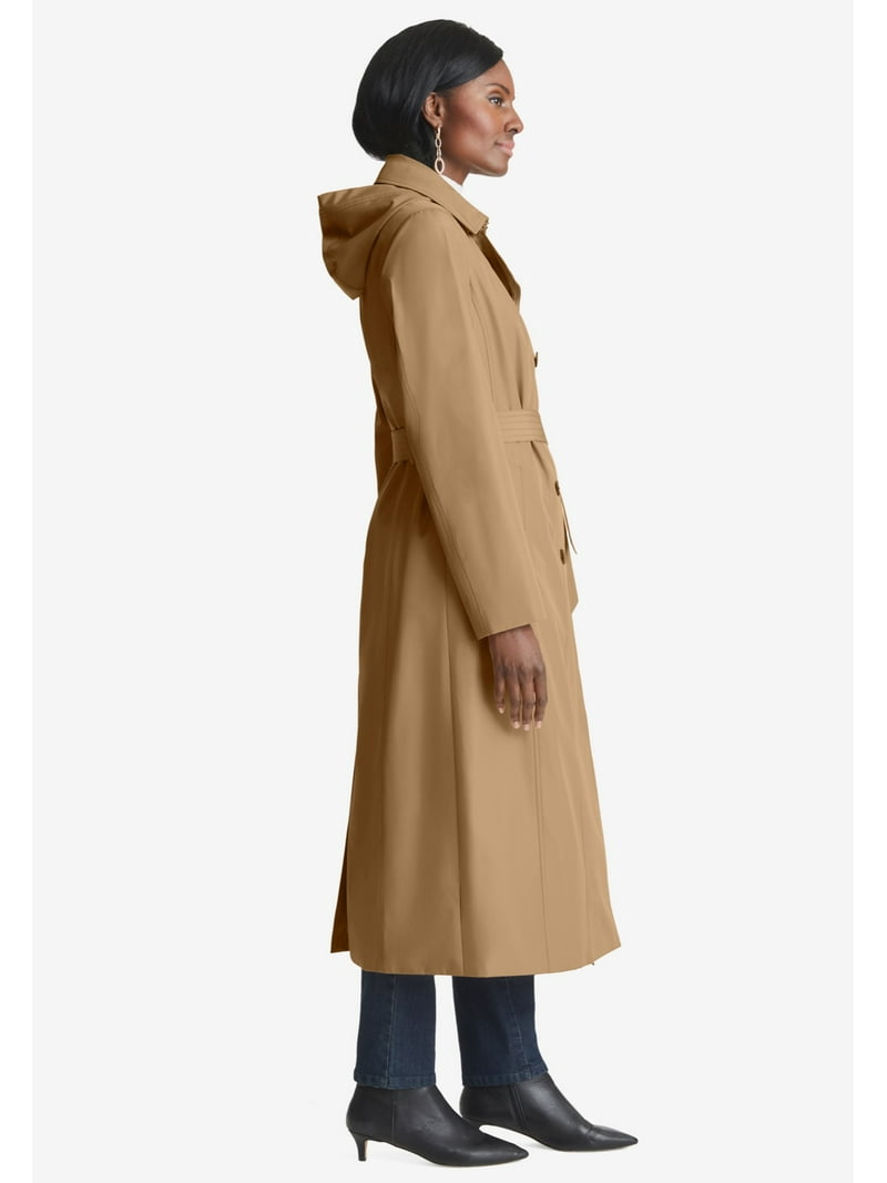 Jessica London Women's Plus Size Double Breasted Long Trench