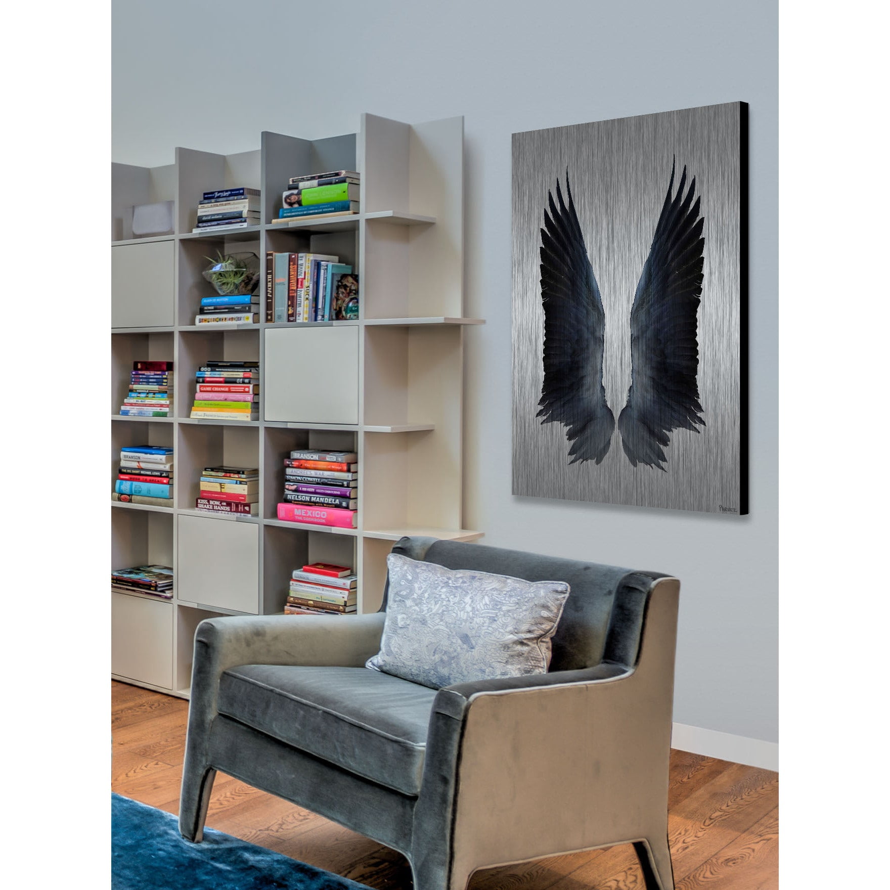 Parvez Michel Inc Parvez Taj - Black Wings Painting Print on Brushed Aluminum