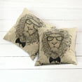 thumbnail image 6 of Ambesonne Indie Throw Pillow Cover 2 Pack, Dandy Cool Lion Character, 20", Sand Brown Black Yellow, 6 of 7
