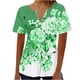 thumbnail image 1 of Tops de Algodón para las Mujeres Impreso en V-Cuello Botón Arriba Manga Corta Superior, Imitación Algodón Casual Blusa, 1 of 4
