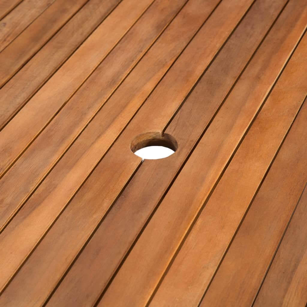 Kepooman 59" Outdoor Garden Solid Wood Rectangle Table with Umbrella Hole, Brown Kepooman 59" Outdoor Garden Solid Wood Rectangle Table with Umbrella Hole, Brown