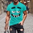 thumbnail image 2 of LMOIPLI Men's Funny Cartoon Face Graphic T-Shirt Short Sleeve Crew Neck Breathable Casual Lightweight Comfy T Shirts Mint Green XXXXL, 2 of 5