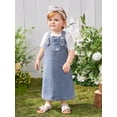 thumbnail image 2 of Baby Girl Basic Casual Denim Skirt With Cute Bear Embroidery, Adjustable Button Suspenders, 2 of 4