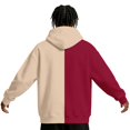 thumbnail image 4 of Men's Half and Half Split Color Hoodie Pullover Sweatshirt, Two Tone Color Block Drawstring Hood Kangaroo Pocket Long Sleeve Athletic Streetwear Outdoor Casual Hooded Top Wine XL, 4 of 6