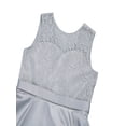 thumbnail image 4 of YiZYiF Kids Girls Satin Wedding Bridesmaid Dress V Neck Floral Lace Birthday Party Dress, 4 of 6