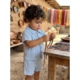 thumbnail image 4 of BemeyourBBs Toddler Baby Boys Summer Clothes Baby Boy Church Outfit Textured Button Down Short Sleeves Shirt and Elastic Shorts Set Baby Boy Beach 2 Piece Outfits, 4 of 9