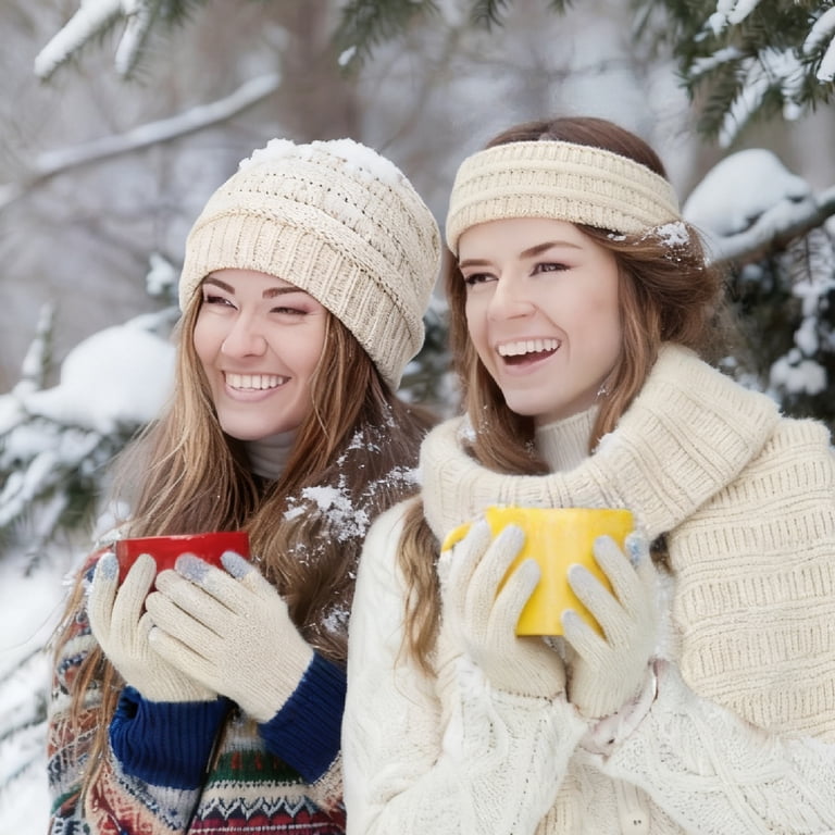 Bocaoying Womens Winter Beanie Hat Scarf Gloves Headband Set  display picture 1