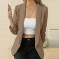 thumbnail image 3 of Scyoekwg Fall Womens Blazers Jackets Business Casual Suit Jacket Long Sleeve Open Front Work Office Blazers Jackets (Khaki,XL), 3 of 5