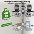 thumbnail image 6 of Corner Shower Caddy Tension Pole 4 Tier Adjustable Stainless Steel Shower Shelf for Inside Shower Bathtub Shampoo,Standing Bathroom Organizer Shelves with 39 to 113 inch Height, 6 of 16
