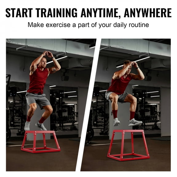 Red Plyometric Jump Box Set 12 18 24 Inch Anti Slip Steel Jumping Agility Box for Conditioning Strength Training