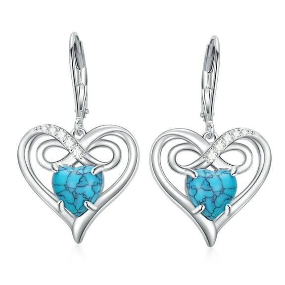 SISGEM Infinity Love Heart Earrings for Women 925 Sterling Silver Turquoise Earrings Jewelry Gifts for Women