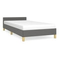 thumbnail image 2 of Twin XL Bed Frame Dark Gray Fabric with Headboard - Supportive Plywood Slats & Sturdy Legs - Modern Bedroom Furniture, 2 of 9