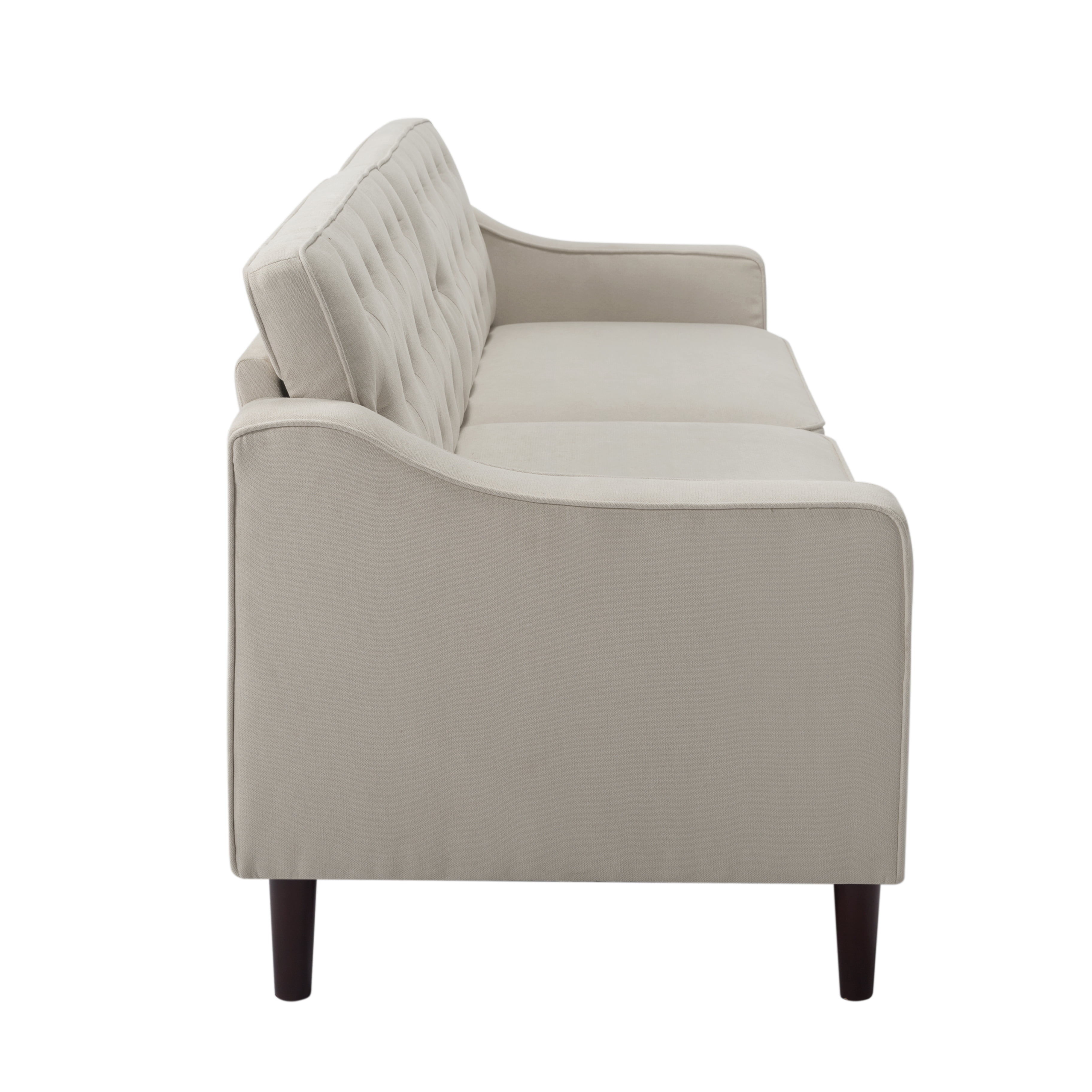 Resenkos 77" Upholstered Sofa Couch with Wood Leg, Square Arms and Tufted Back for Living Room, Bedroom, Apartment, White