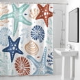 thumbnail image 4 of Ocean Teal Starfish Fabric Shower Curtain Marine Life Coastal Washable Shower Curtains for Bathroom, Waterproof Bath Curtain with Hooks Home Decor 36x72in, 4 of 8