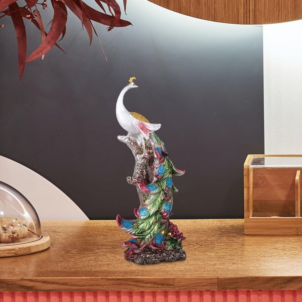 de pájaros de resina modernas, adorno de escultura coleccionable, estatua de pájaros emplumados para armario, mesa, decoración de , argén BLESIY Estatuilla de pájaro