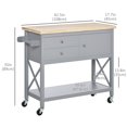 thumbnail image 3 of HOMCOM Kitchen Island Cart with Storage Drawers Rubber Wood Tabletop, 3 of 10