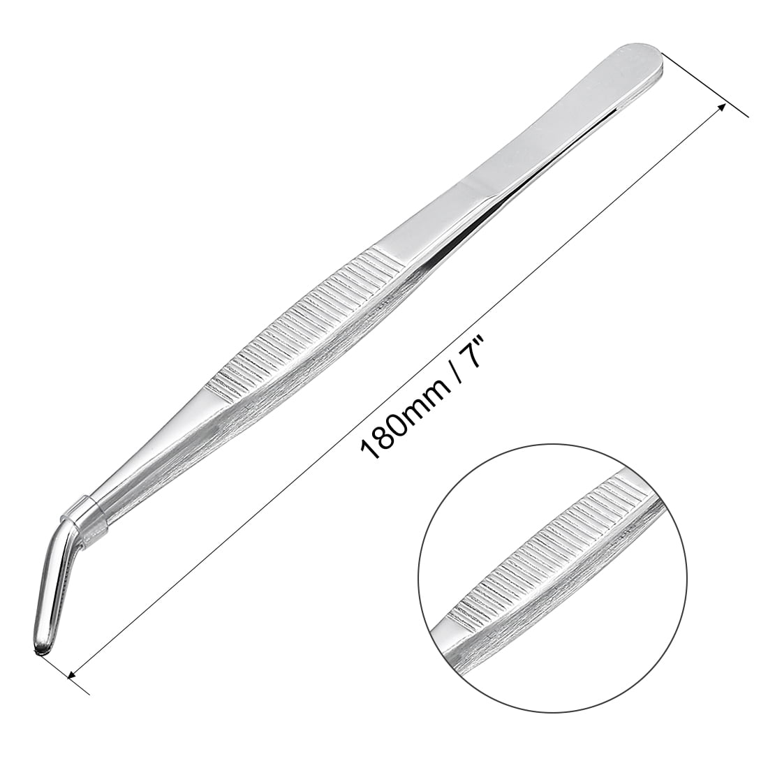 uxcell 10-Inch Stainless Steel Tweezers with Curved Serrated Tip