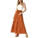 thumbnail image 2 of Faldas Boho para Mujeres Inspire Chic, Falda Maxi de Playa con Cintura Elástica Fruncida, A-Line, de Verano, Talla S, Naranja Oscuro, 2 of 6