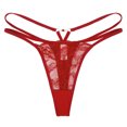 thumbnail image 2 of Gibobby Calzones de encaje para mujer Bragas sexis con correa fina doble para mujer, bragas sin costuras de cintura de malla de encaje(Rojo,CH), 2 of 5