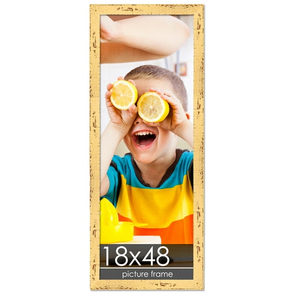 18x48 Farmhouse Yellow Wood Panoramic Frame - UV Acrylic, Foam Board Backing & Hanging Hardware 16"x40"
