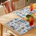 thumbnail image 4 of Coastal Placemats Set of 4 Summer Beach Starfish Nautical Sea Shell Place Mats Indoor Wipeable Table Mats Washable Cloth Dining Table Placemats for Kitchen Holiday Party Home Decor 13x19 Inch, 4 of 9