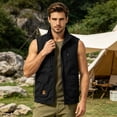 thumbnail image 7 of GrmtClth Men's Stand Collar Zipper Vest Multiple Flap And Zip Pockets Lightweight Sleeveless Top Outdoor Leisure Casual Waistcoat Black 3XL, 7 of 7