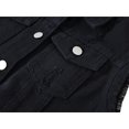 thumbnail image 4 of Womens Crop Denim Vest Jacket Sleeveless Button Down Ripped Casual Waistcoat Jacket, 4 of 5