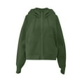 thumbnail image 7 of ClodeEU Cropped Zip Up Hoodies For Womens,Drawstring Hooded Thumbhole Sweatshirt,Sweatshirt Fall with Pockets Army Green,Womens Plus XXL, 7 of 7